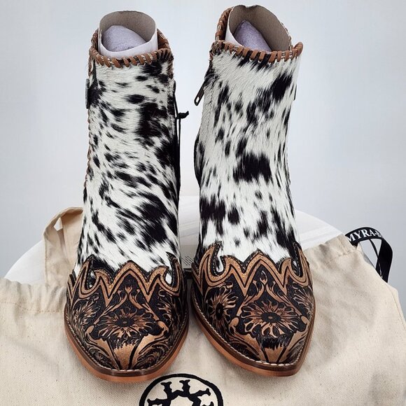 MYRA BAG Margie Hair On Hide Shortie Cowboy Boots Size 6 NWT - Picture 8 of 12
